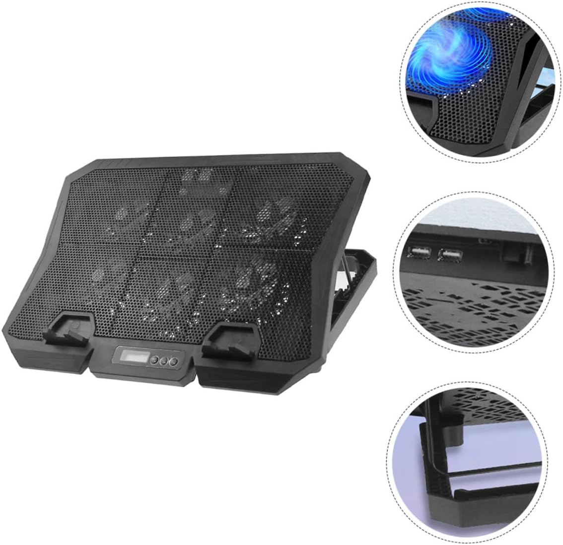 BESPORTBLE Laptop Cooling Pad 15.6-inch Quiet Fan Stand with Adjustable Speed Blue LED for Gaming and Office Laptops PC Cooler Holder Compatible with Notebooks