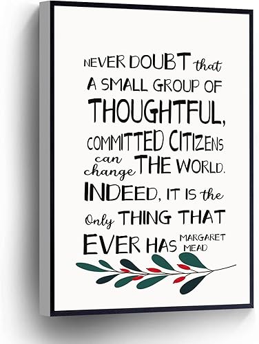 PUCHYUCT Margaret Mead - Lienzo decorativo para pared, póster inspirador con frase "Change The World" (Cambio el mundo), impresión literaria