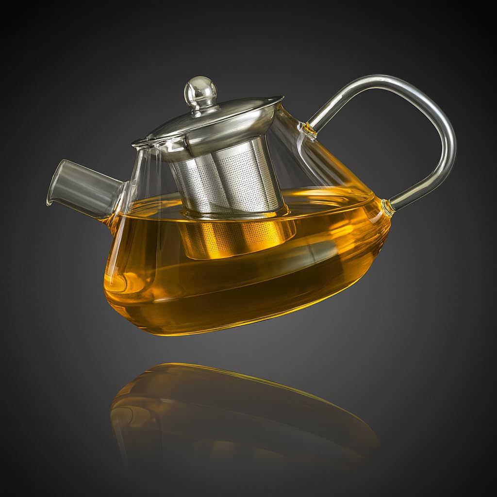 Tea Pot - Glass Kettle for Gas Stove - Borosilicate Glass Teapot with Stainless