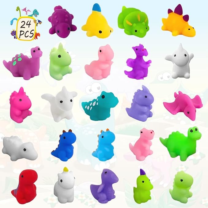 24 PCS Dinosaur Mochi Squishy Toys Mini Kawaii Dinosaurs Squishies Soft