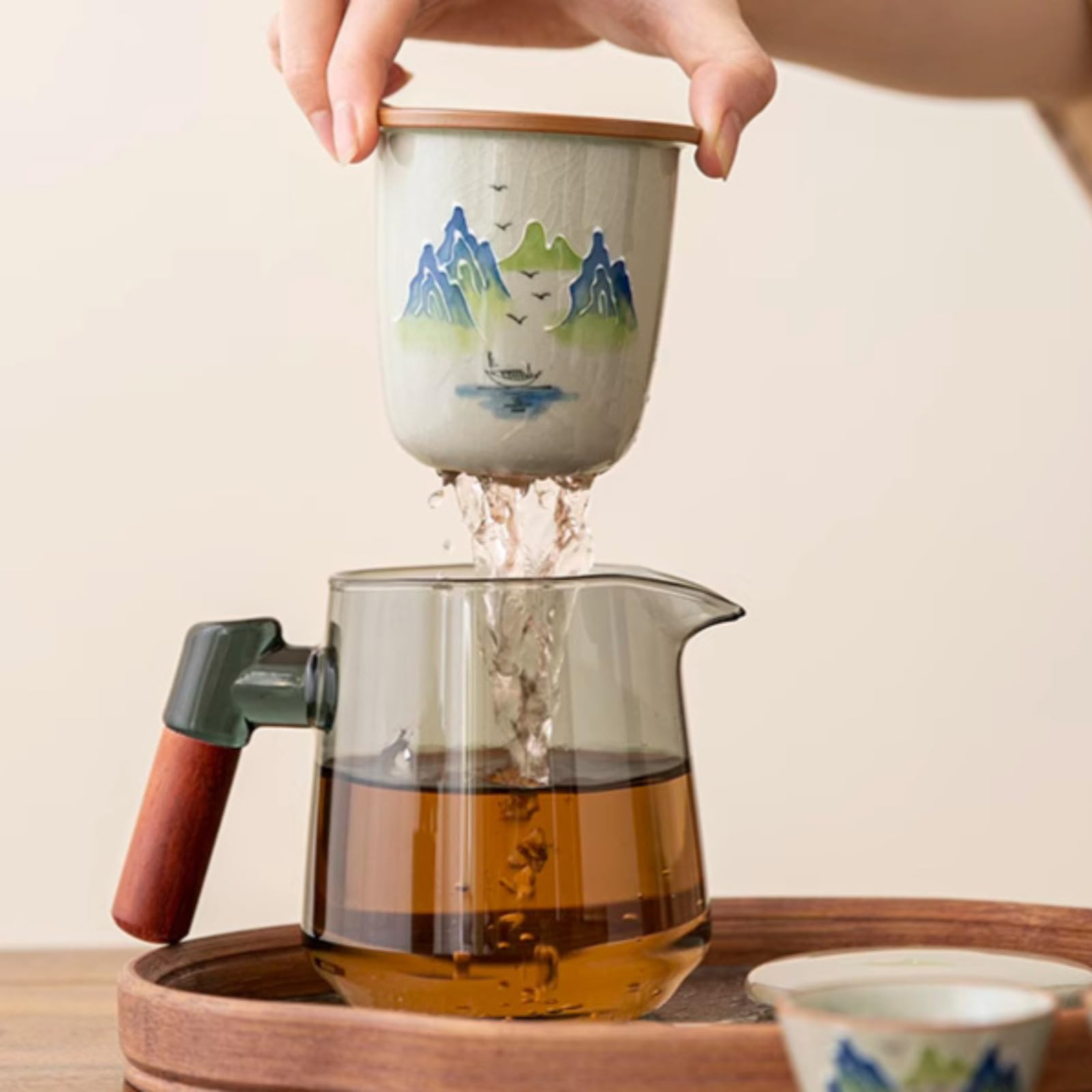 Tetera de cristal Kungfu, 500 ml, infusor de té hecho a mano estilo chino