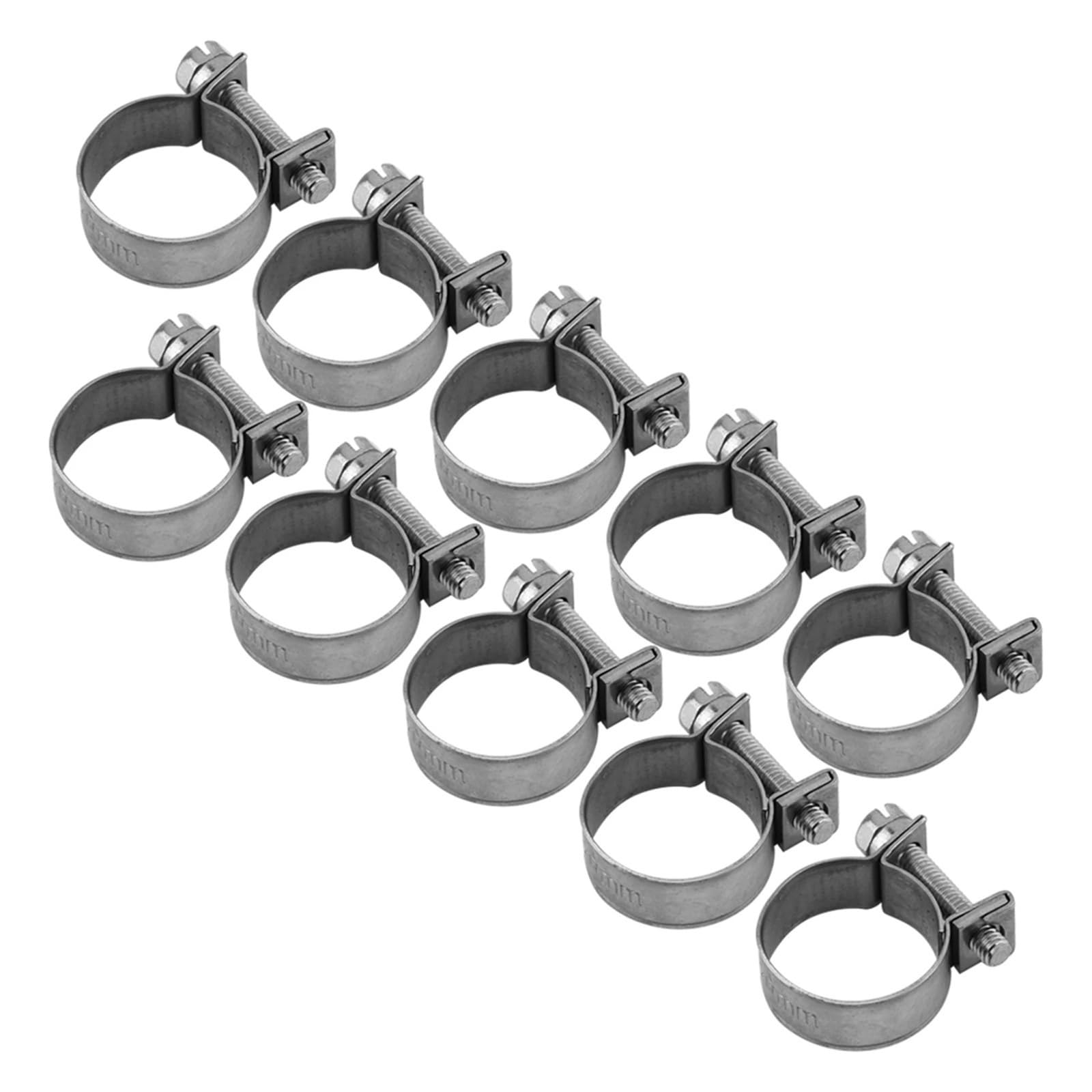 Hose Clamps Stainless Steel 10pcs Stainless Steel Mini Fuel Line Pipe Hose Clamp Clip 6mm‑20mm Optional Size Fastener(18-20Mm)