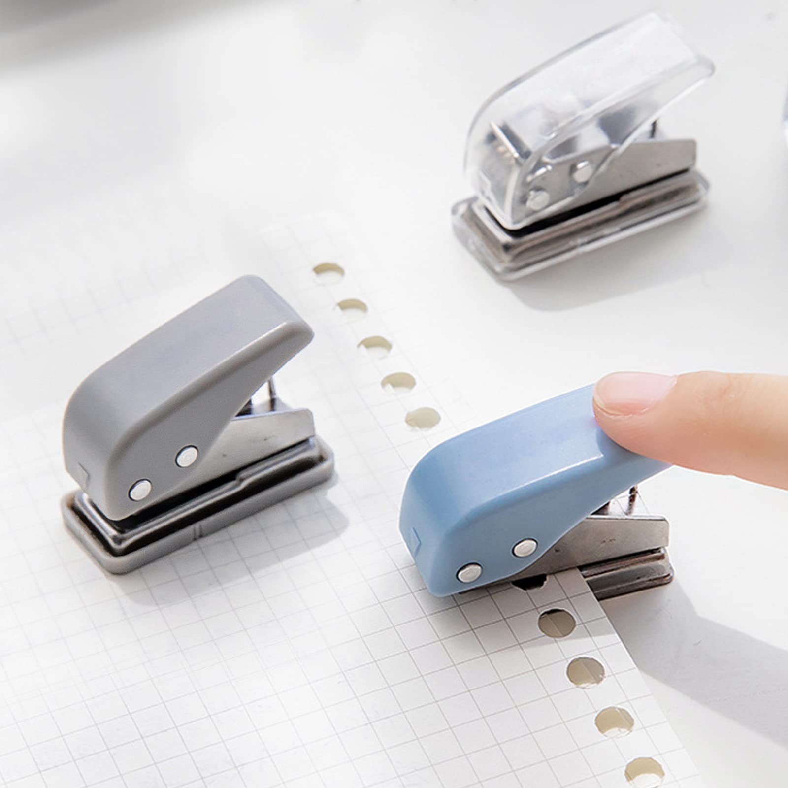 1 Mini Perforateur Blanc + 5 Anneaux De 25 Mm, Portable Et Ergonomique