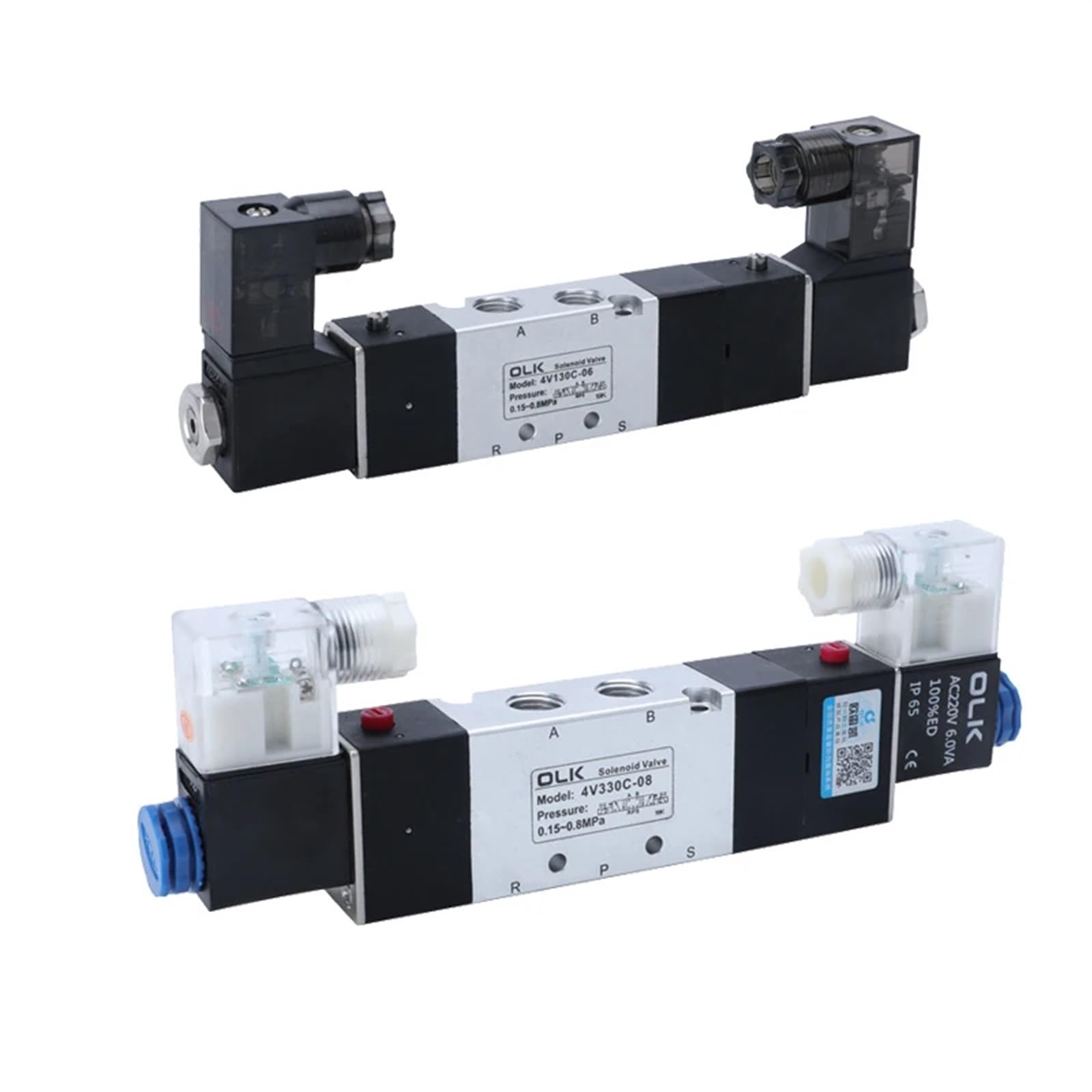 Électrovanne pneumatique 4V330C-10 DC 12V à double commande 5 voies 3 positions