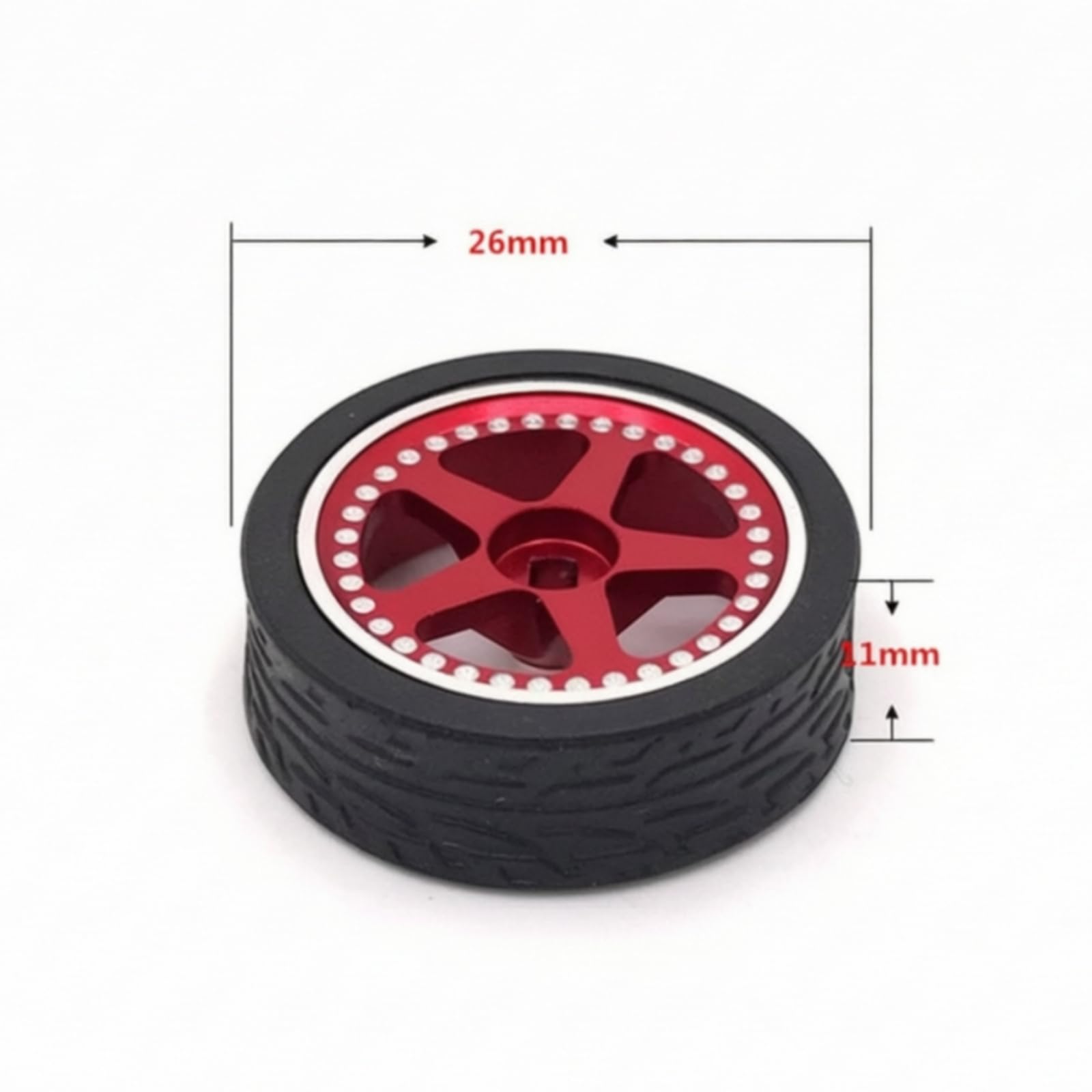 MagiDeal Miniature Vehicle Ruedas Neumáticos Llantas Aros para Coche RC Escala 1 28 con Tracción Fiable y Acabado Deportivo Adecuado para Carreras de, Rojo