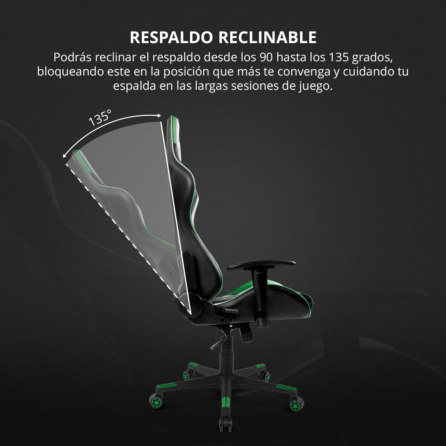 DRIFT GAMING DR175 - Silla Gaming Profesional, polipiel, reposabrazos ajustables 2D, pistón clase 4, giratoria, mecanismo de mariposa, cojín lumbar y cervical, color negro/blanco/verde