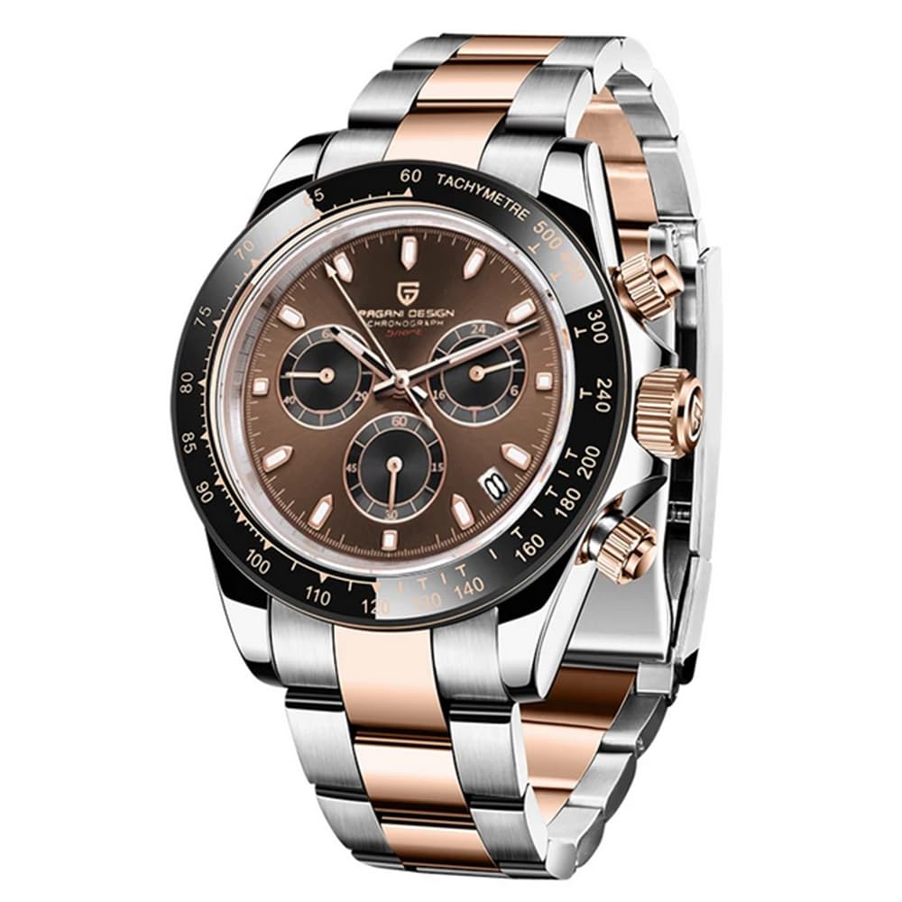 Pagani Design PD-1644 Quarz Herrenuhr, Datum, Saphirglas, 316L Edelstahl, Keramik-Lünette, VK63 Uhrwerk, wasserdichte Uhr, wasserdichte Herren Sport Chronograph Uhr