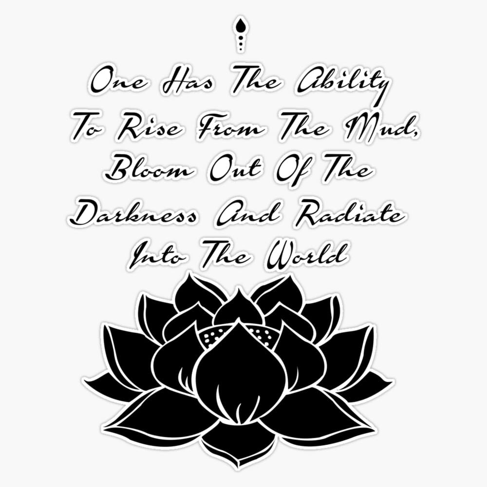 Lotus Flower Blooms Message. Sticker Vinyl Waterproof Sticker Decal Car Laptop Wall Window Bumper Sticker 5"