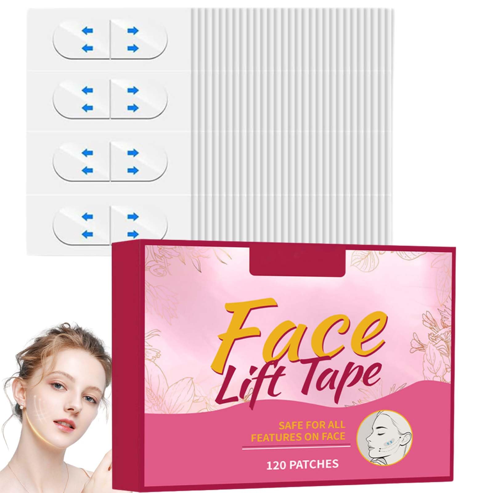 120PCS Face Lift Tape Invisible, Face Neck Tape Lifting Invisible, V-Shaped Instant Facelift for Sagging Skin Double Chin