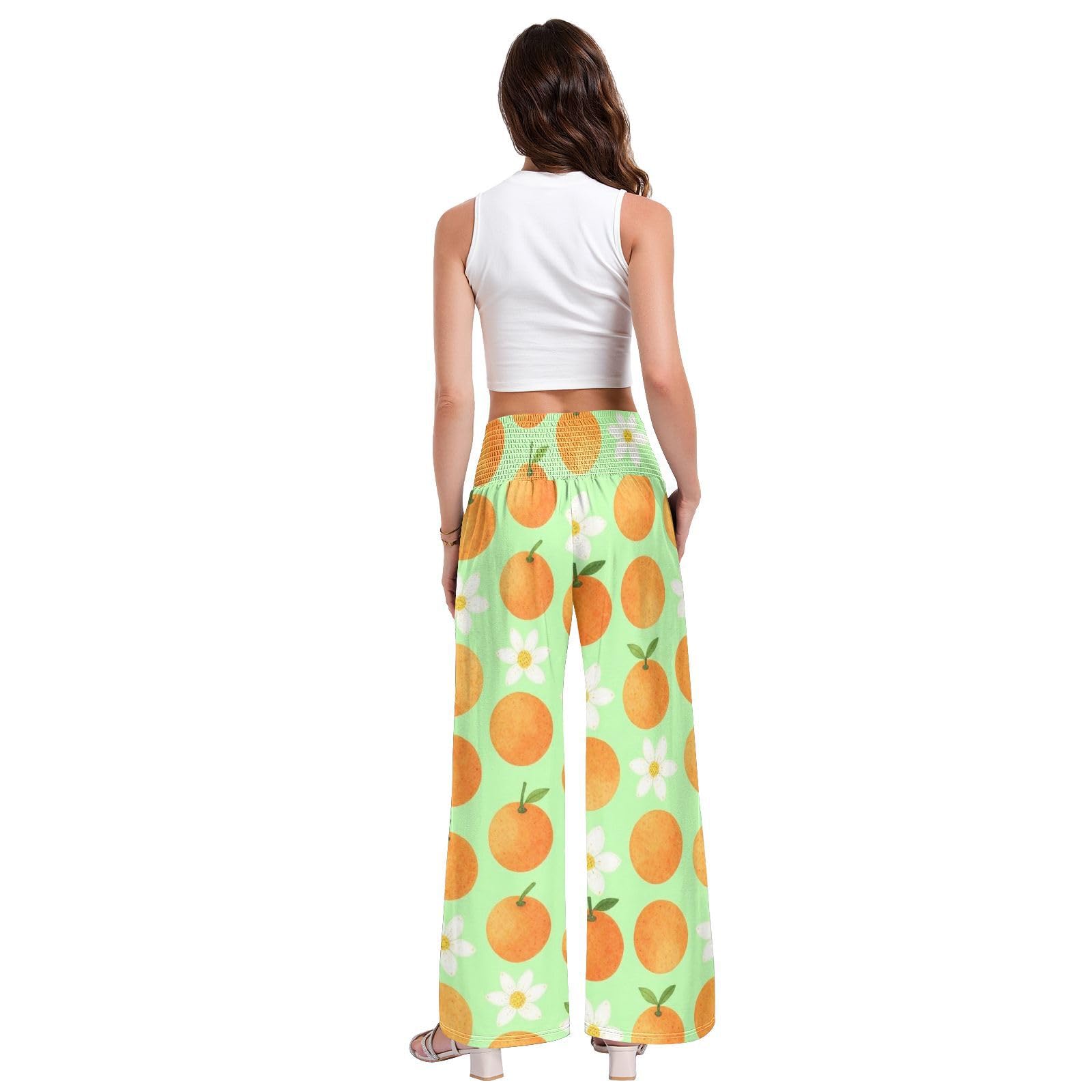 FRODOTGV Pantalones naranjas de pierna ancha para mujer, ligeros, elásticos, informales, ropa de descanso