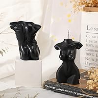 Vista 5 de Tondiamo 2 velas en forma de cuerpo femenino masculino cuerpo hombres torso cera de soja perfumada vela decorativa para dormitorio, baño, boda Negro