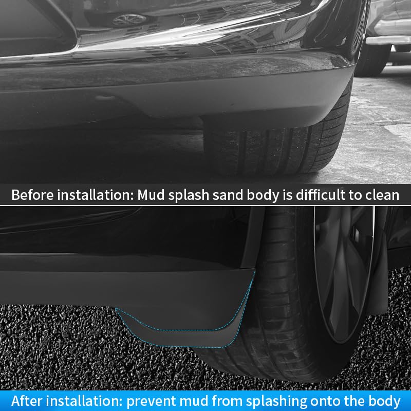 Image of 2024 Upgrade Accessories,Tesla Model y Mud Flaps,Model y Mud Flaps for Model Y 2024 2023 2022 2021,No Drilling Required,Upgraded Flexible Mud Guards,Include Install Tools,Black (Set of 4)