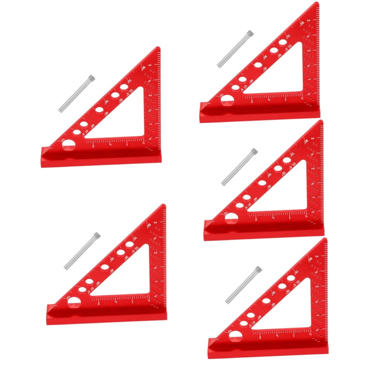 TEHAUX 5pcs Woodworking Square Protractor and Measuring Ruler Clamp Tool for Accurate Layouts Design for Carpenters and Engineers Compact and Portable for Easy Use