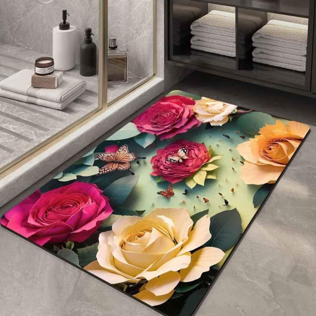 Waschbarer Teppich rutschfeste Und Verschmutzung Wasserbare Blumen Muster Innendekoration Gelb Grün Bettumrandung Schlafzimmer Rot Baby Wohnzimmer Waschbar 180X250CM