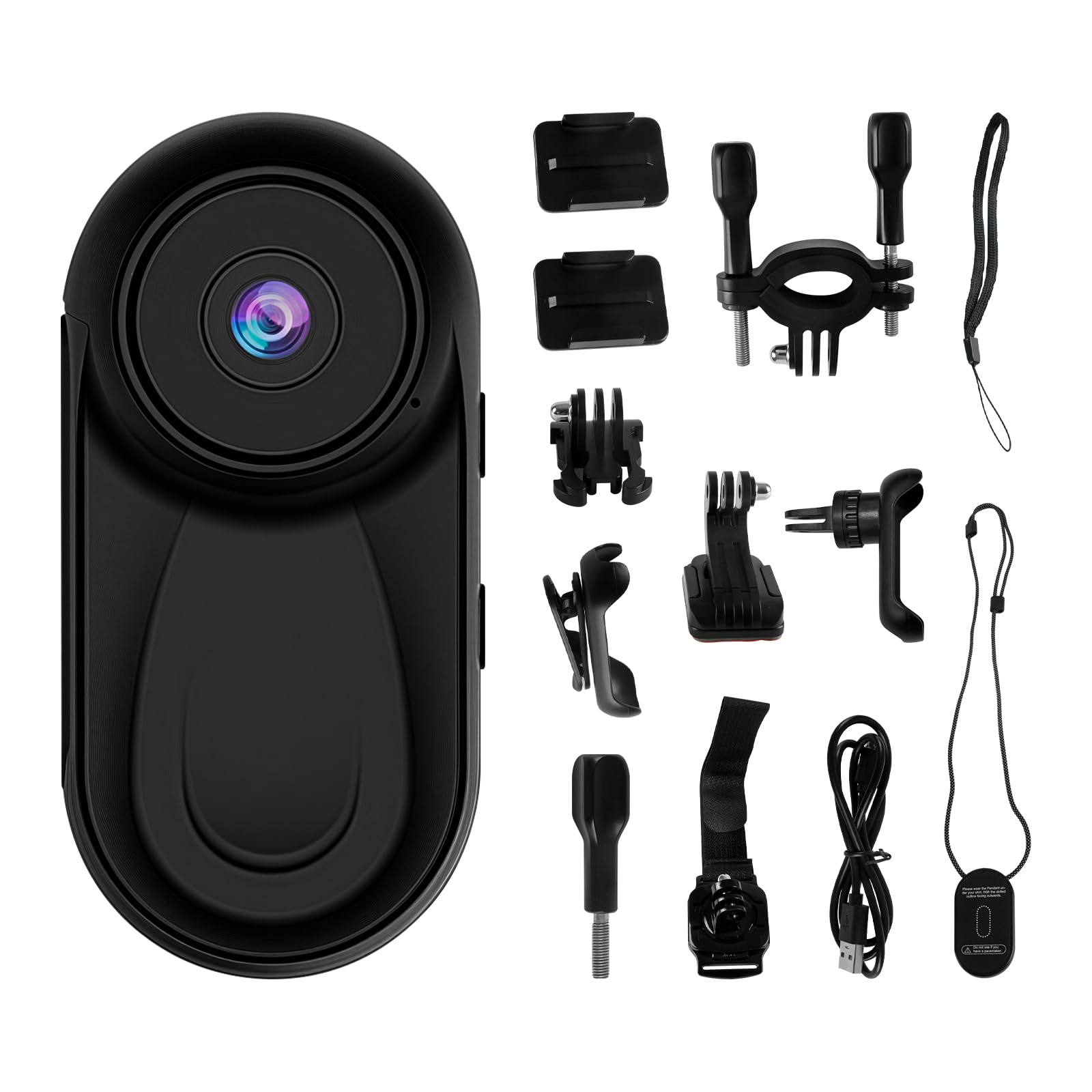 Videocamera per pollice, videocamera HD 1280 x 720P, obiettivo grandangolare a 130°, videocamera per casco con tasca magnetica, fotocamera piccola indossabile per ciclismo, moto (scheda di