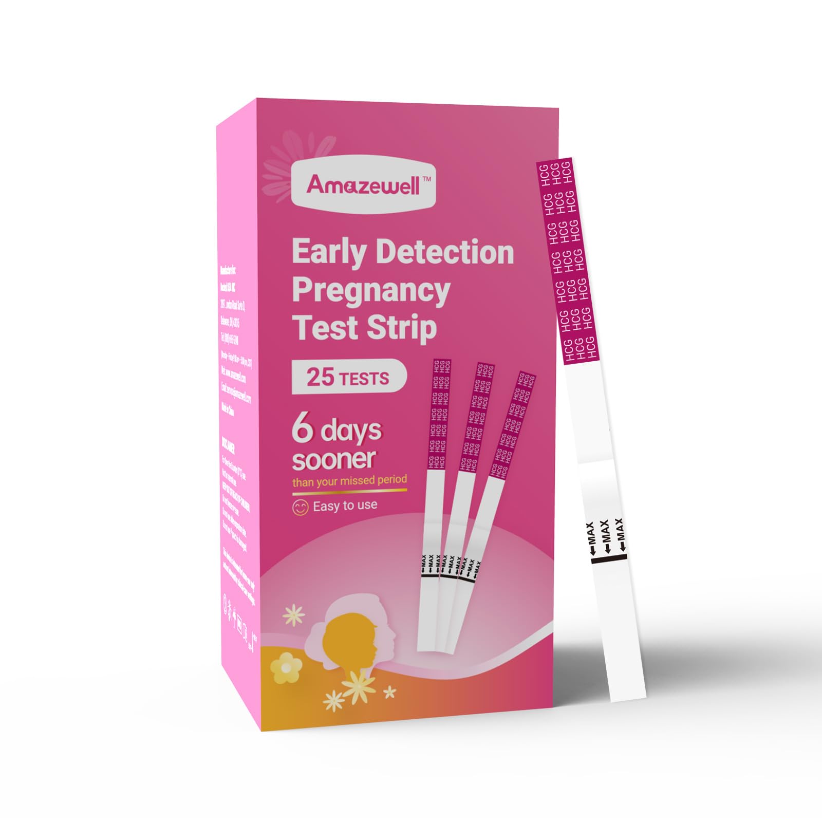 Pregnancy Test Strips, Early Result hCG Detection Home Pregnancy Test, 25 Count hCG, Rapid Prenancy hCG Testing Kit, 5mm Wider 25mIU/mL, High Accuracy with Ultra-Sensitive Detection