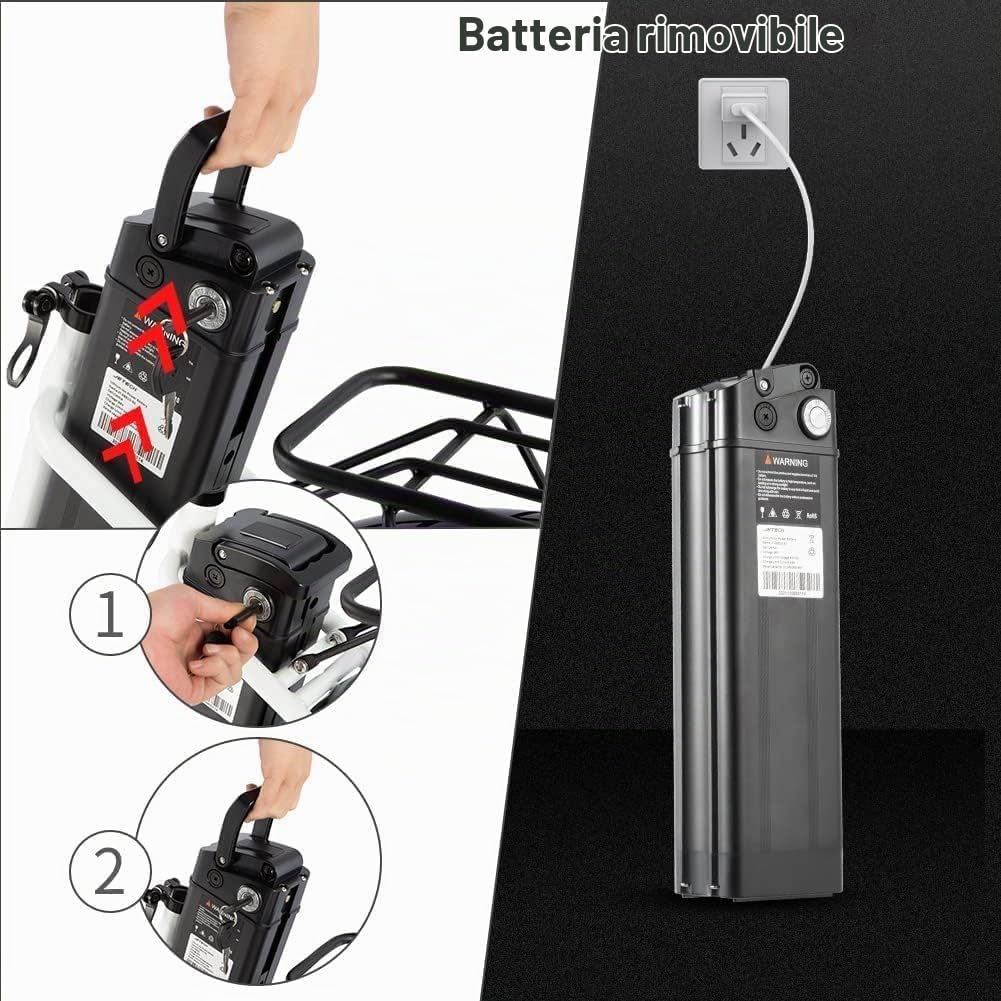DYU Bicicletta Elettrica,26 pollici Bici Elettrica con Cambio a 6 velocità,12,5 Ah 36 V Batteria Rimovibile,City E-Bike con Cestino,Altezza del Sedile Regolabile,Adulti Unisex