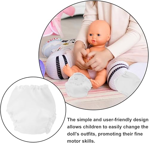 Miniatura 7 de Gadpiparty Baby Toys - Pañales para muñecas de bebé, 10 unidades de pañales blancos para muñecas, ropa interior de muñeca, mini calzoncillos para