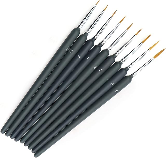 9 Pieces Miniature Brush, Detail Paint Brushes Set, for Fine Detailing Art Painting, Acrylic&Nail, Models, Watercolour, Miniatures,Oil, Warhammer Figures, Acrylic Watercolor Oil Nail Art Painting
