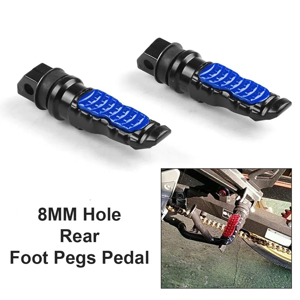 regulowany Pedały Motocykl tylny pedał pasażera 8MM uniwersalny 2 szt. Aluminiowy podnóżek skuter Peg modyfikacja motocykla(Silver)