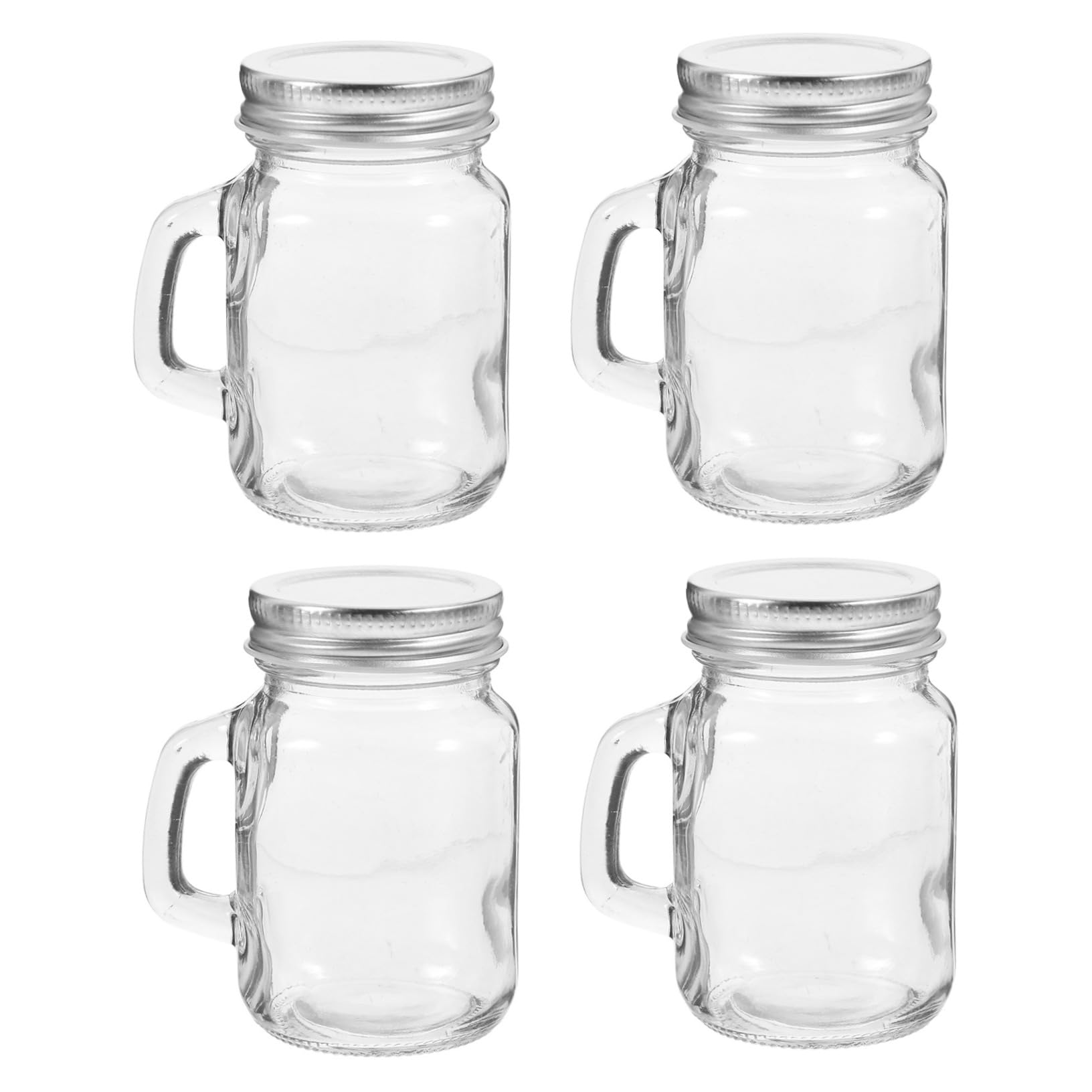 Mini Mason Jar with Handle and Lid Glass Jam Jar for Sealing Food Storage Drinks Desserts Jams Ideal for Kitchen Picnics Camping 3.4Oz 8.6X7.3X5Cm