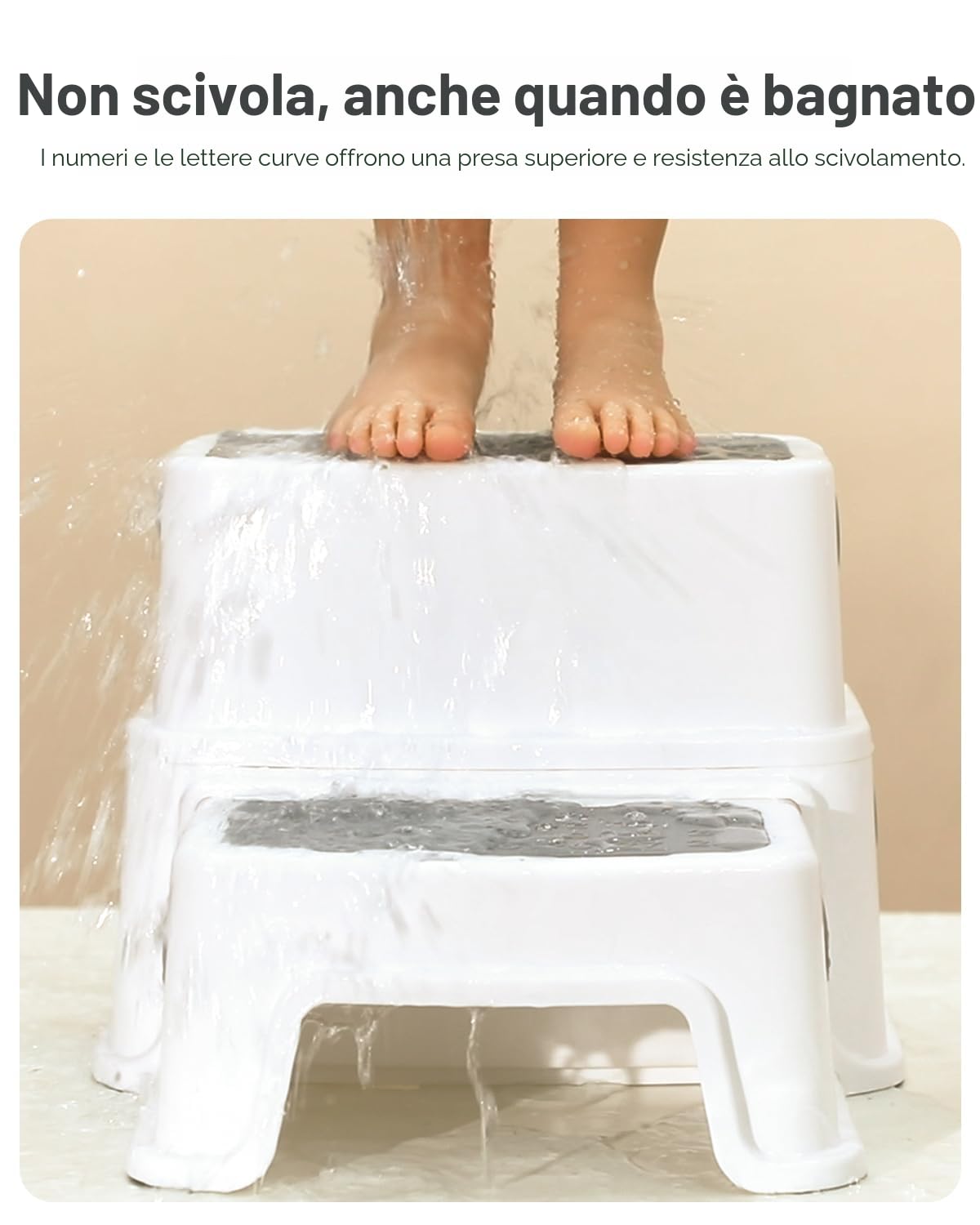 Sgabello Bambini 2 Gradini Antiscivolo Antiribaltamento 90 kg per Bagno Lavandino Toilette