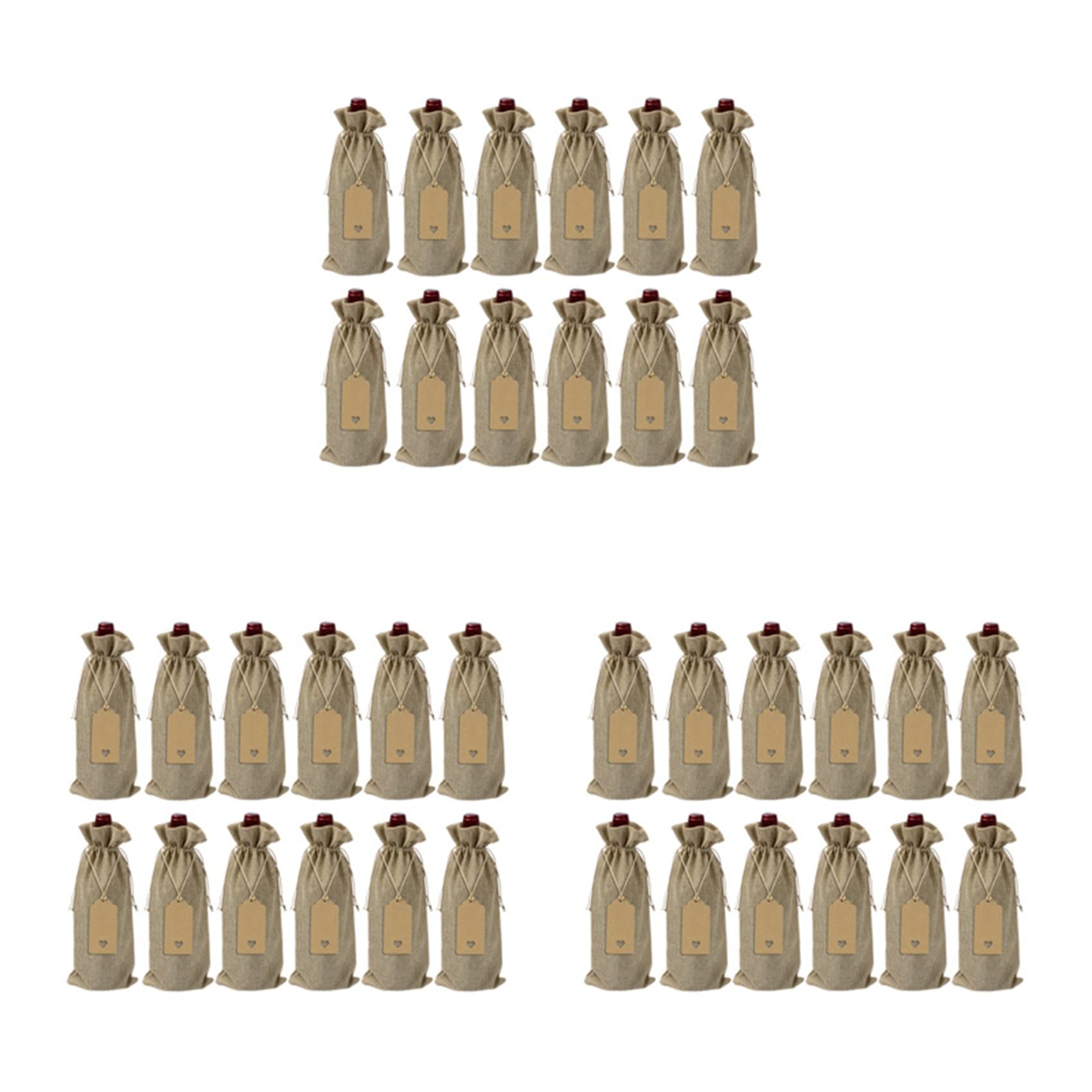 Hndhbfgrt 36 Pieces Burlap Wine Bags Jute Wine Bottle Bags with Drawstrings Reusable Bags with Tags for Blind Tasting