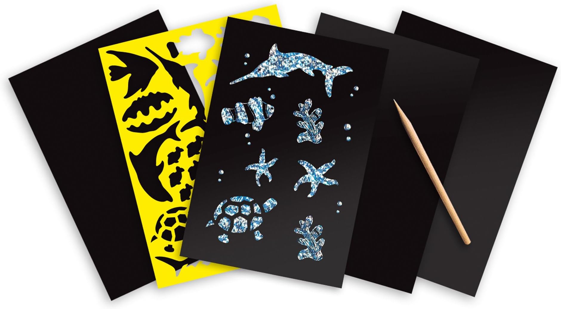 Melissa & Doug Sea Life Scratch Art Sheets – Creative Arts & Crafts Kit with Wooden Stylus & Stencil – Interactive Activity for Kids Age 4 Plus