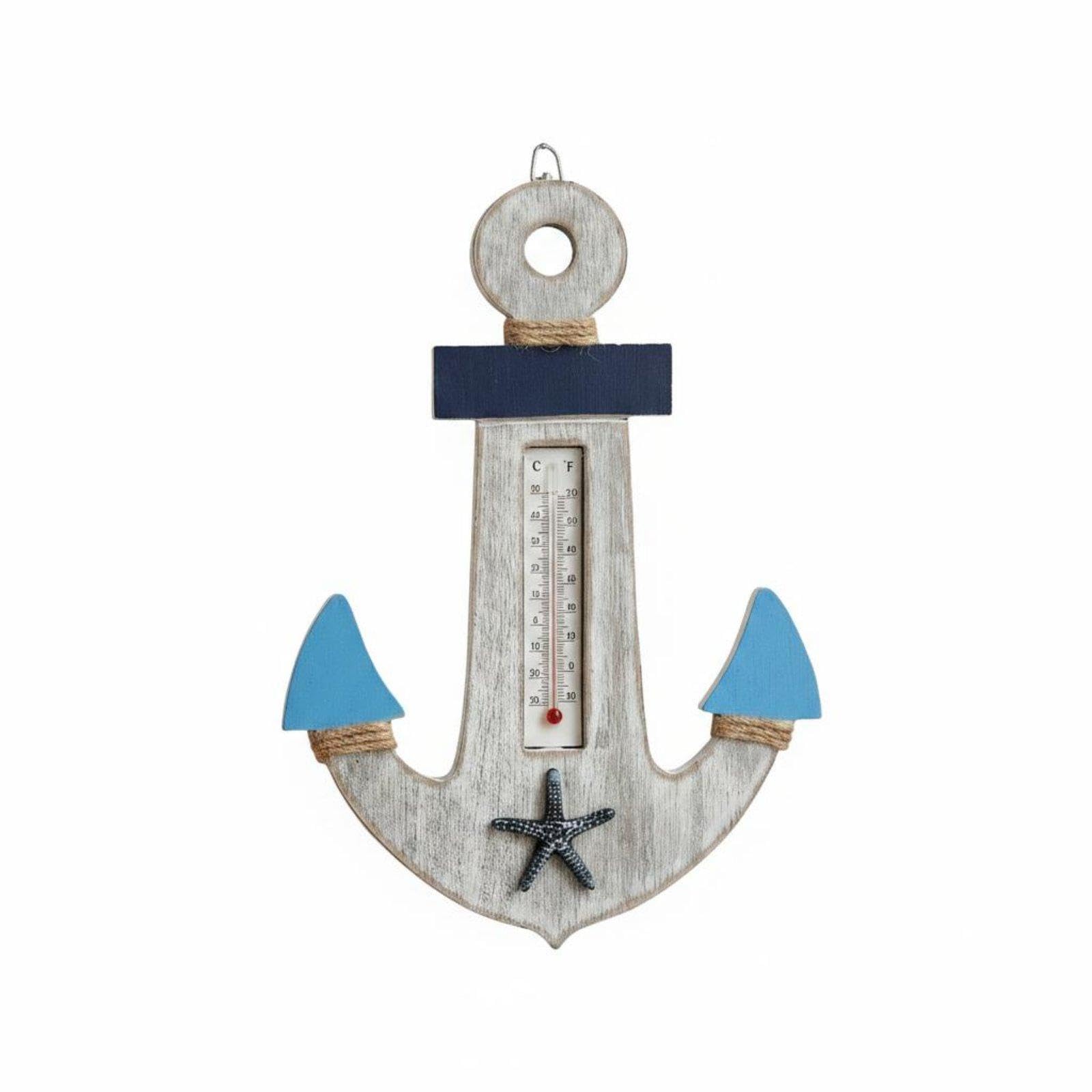 Thermometer Coastal Wooden Wall Thermometer Twofold Purpose Nautical Wall Hanging for Entryway, Living Room, Hallway Anchor|Home & Garden| Yard Garden & Outdoor Living| Garden D?cor|-image-23