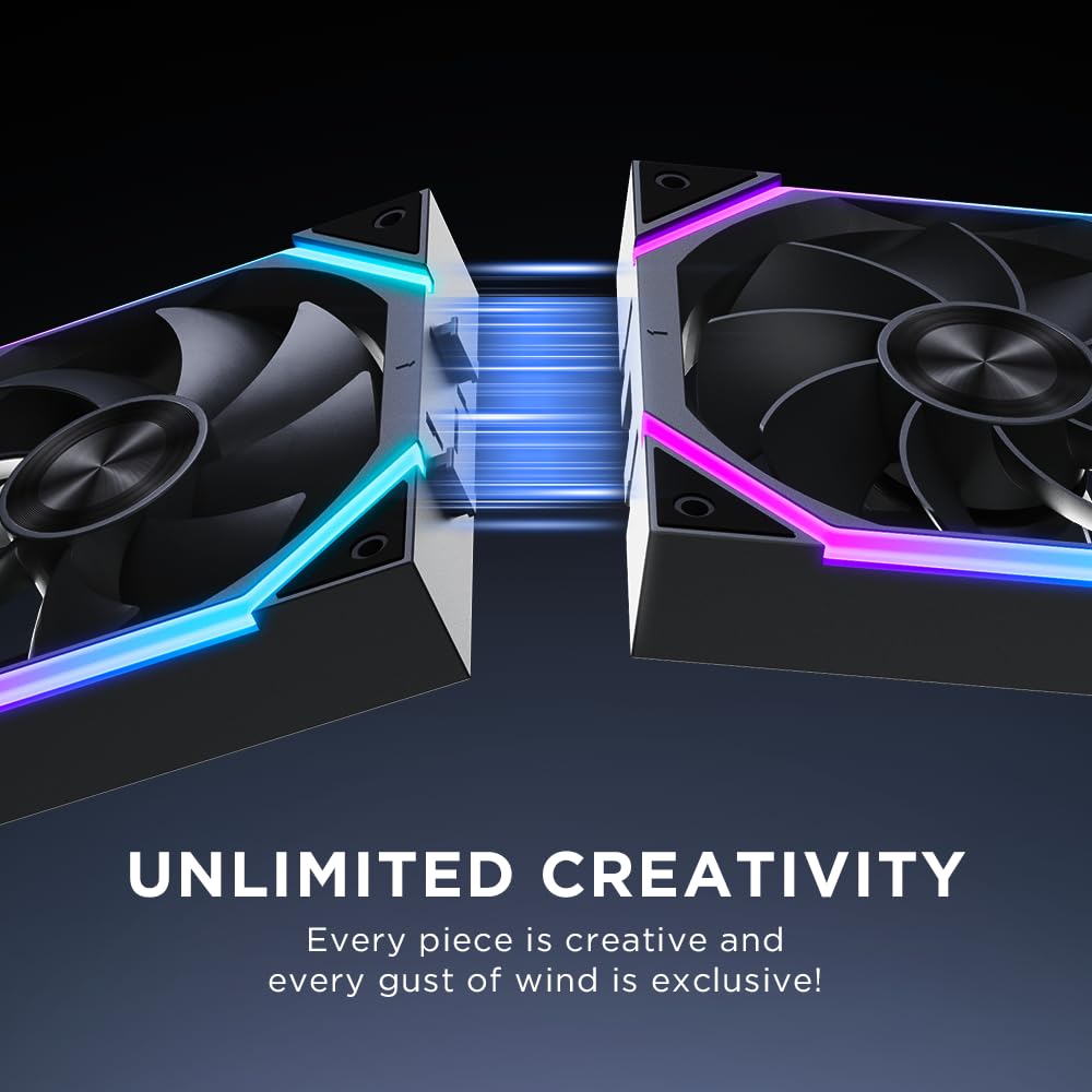 TZMRIT Build Blocks UNI FAN - Ventilateur ARGB - Design Daisy Chain - Connexion par câble - Ventilateur de boîtier PC RVB 120 mm Noir