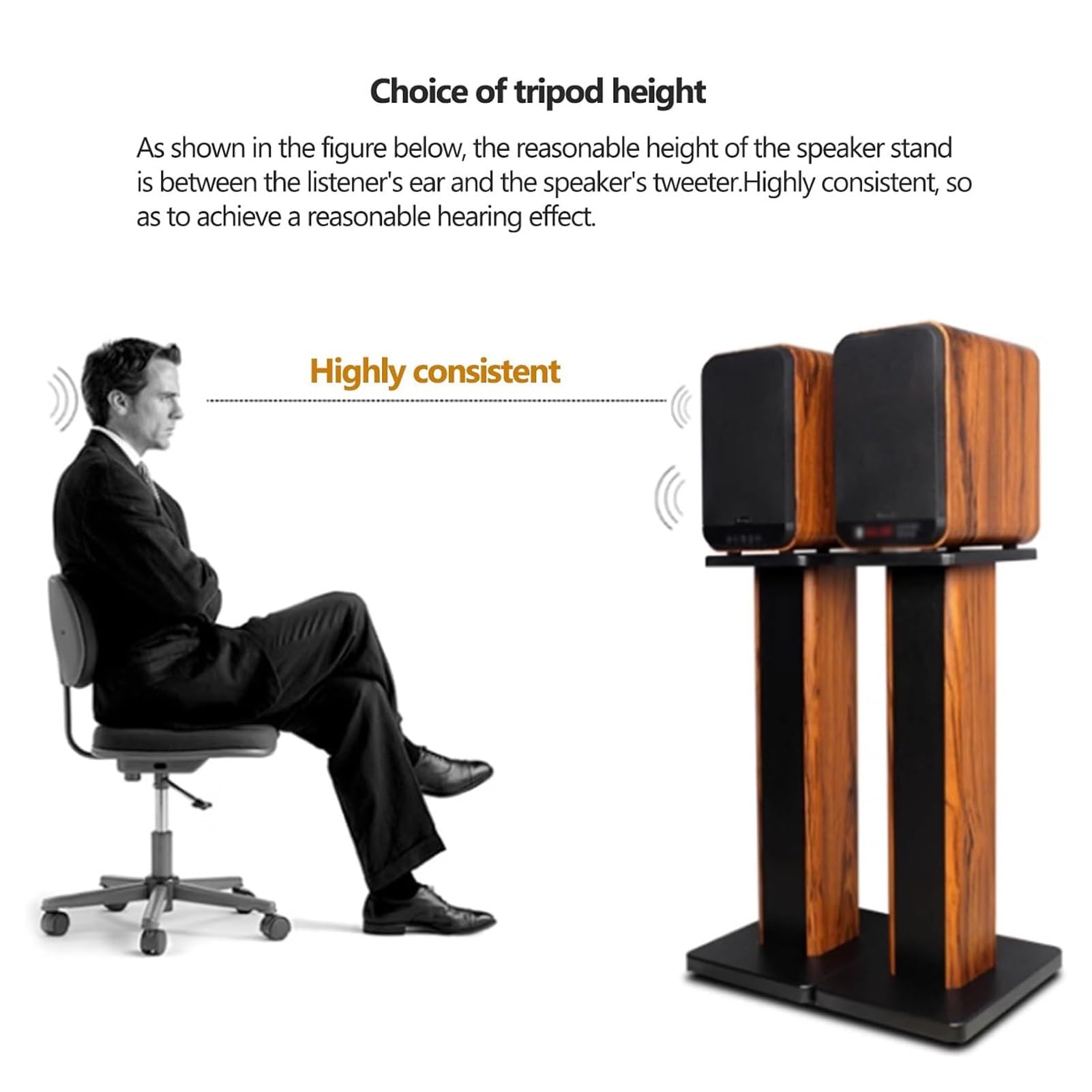 Supporti universali per altoparlanti da pavimento, coppia per audio surround home theater, altoparlanti da scaffale audio HiFi, 23 x 30 x 60 cm per migliorare l'esperienza di ascolto