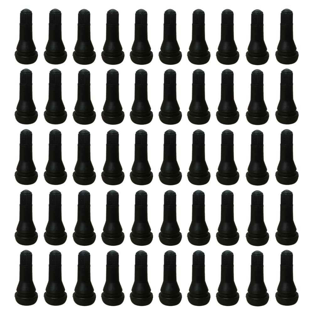 50Pcs TR413 Tubeless Valve Stems, Black Rubber Snap-in Valves Tubeless Tire Valve Stems Replacement for Tubeless 0.453 inches Rim Holes on Standard Auto Tires