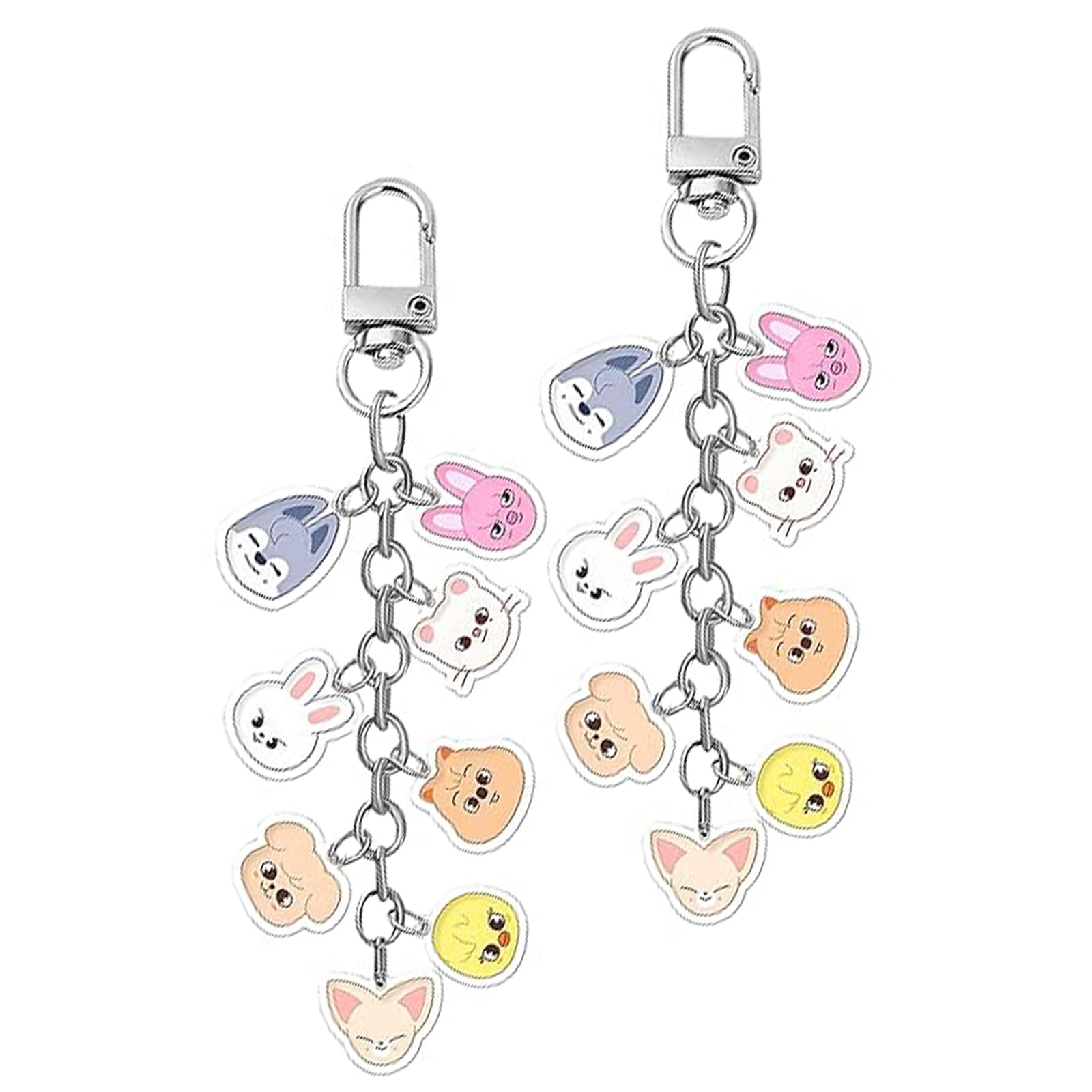 Ceegeww Girls Pink, White, Yellow, Orange, Gray 2 Pcs Skzoo Keychain, Stray Kids Keychain, Stray Kids Keyring, Straykids Accessories, Double-Sided Acrylic Pendant, Key Pendant Accessories For Backpack For Fans, Party Supplies, Collection