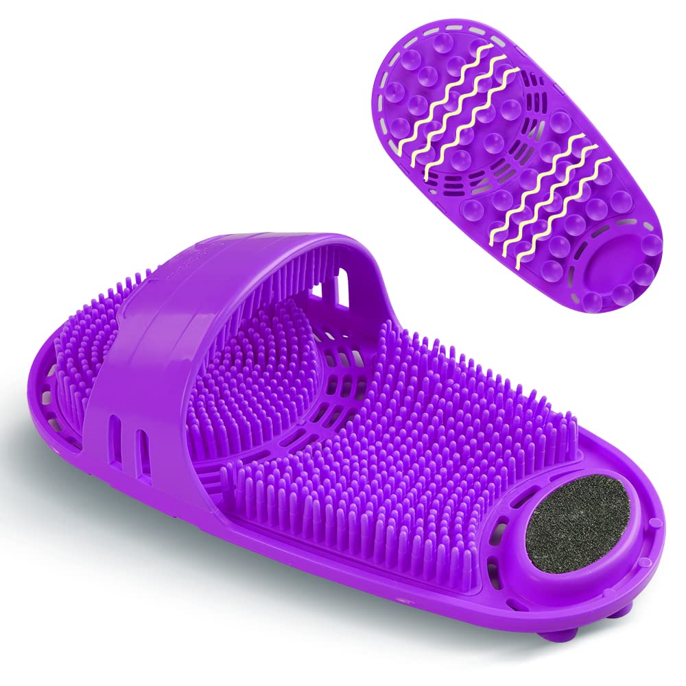 Kibhous Silicone Shower Foot Scrubber Personal Foot Massage and Cleaning with Soft Silicone Bristles and Non-Slip Suction Cups, Foot Scrubbers for Use in Shower Men and Women (1PCS Violet)