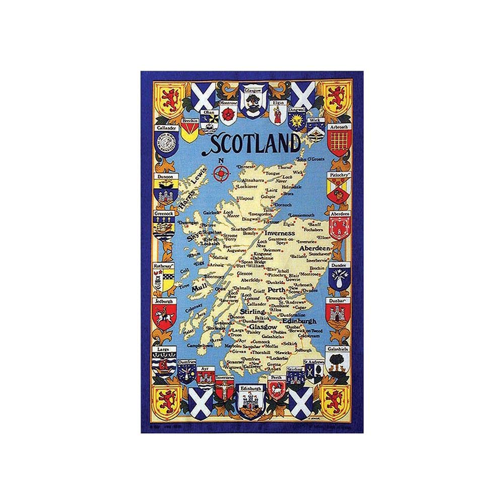 Online Kitchenware Stow Green Map and Arms of Scotland Tea Towel