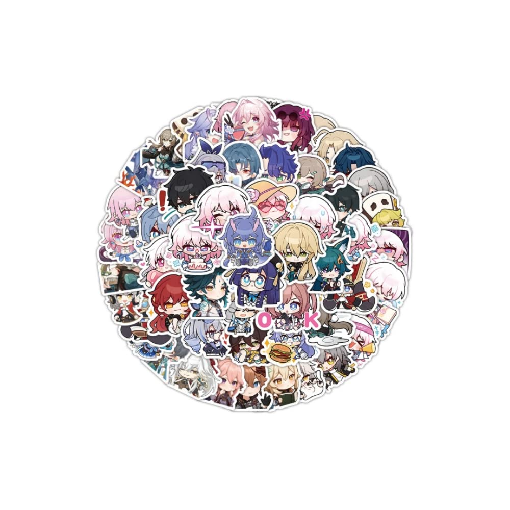 Hanaiette 60Pcs Honkai: Star Rail Cartoon Anime Stickers Kids Stickers For Laptop Water Bottles Bicycle Skateboard (60Pcs)