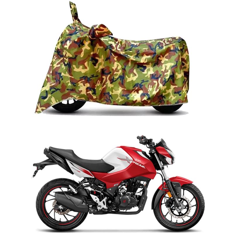 Image of Waterproof 100% PVC Coated Bike Scooty Two Wheeler Body Cover Compatible for Hero Xtreme 160R BS6 /UV-Rays /Heat Protection /Birds Dropping /Scratchproof /Dust Proof [6X6 Jungle Print]