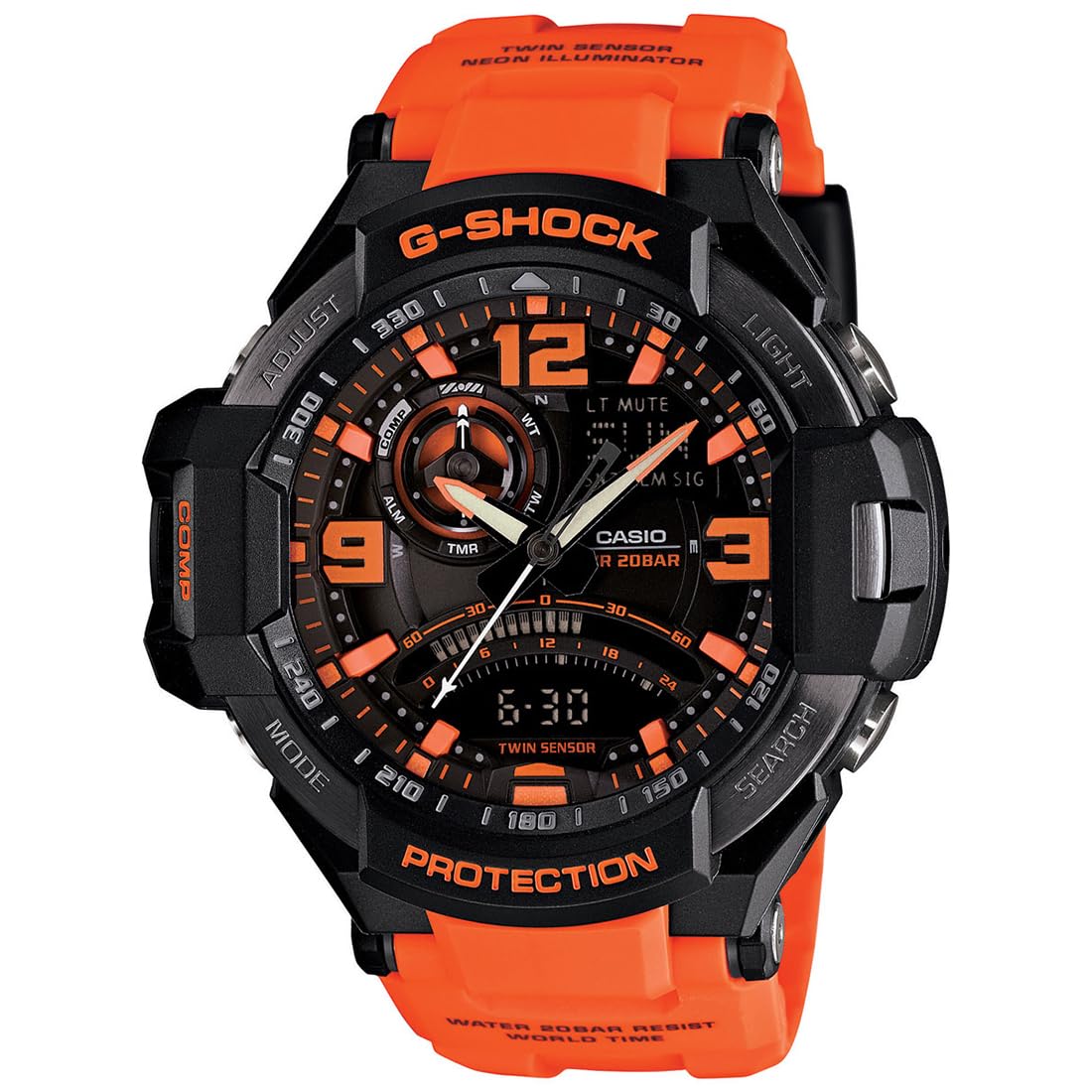 G-Shock GA-1000-4ADR Analog-Digital Black Dial Men Watch Orange Resin Strap (G468)