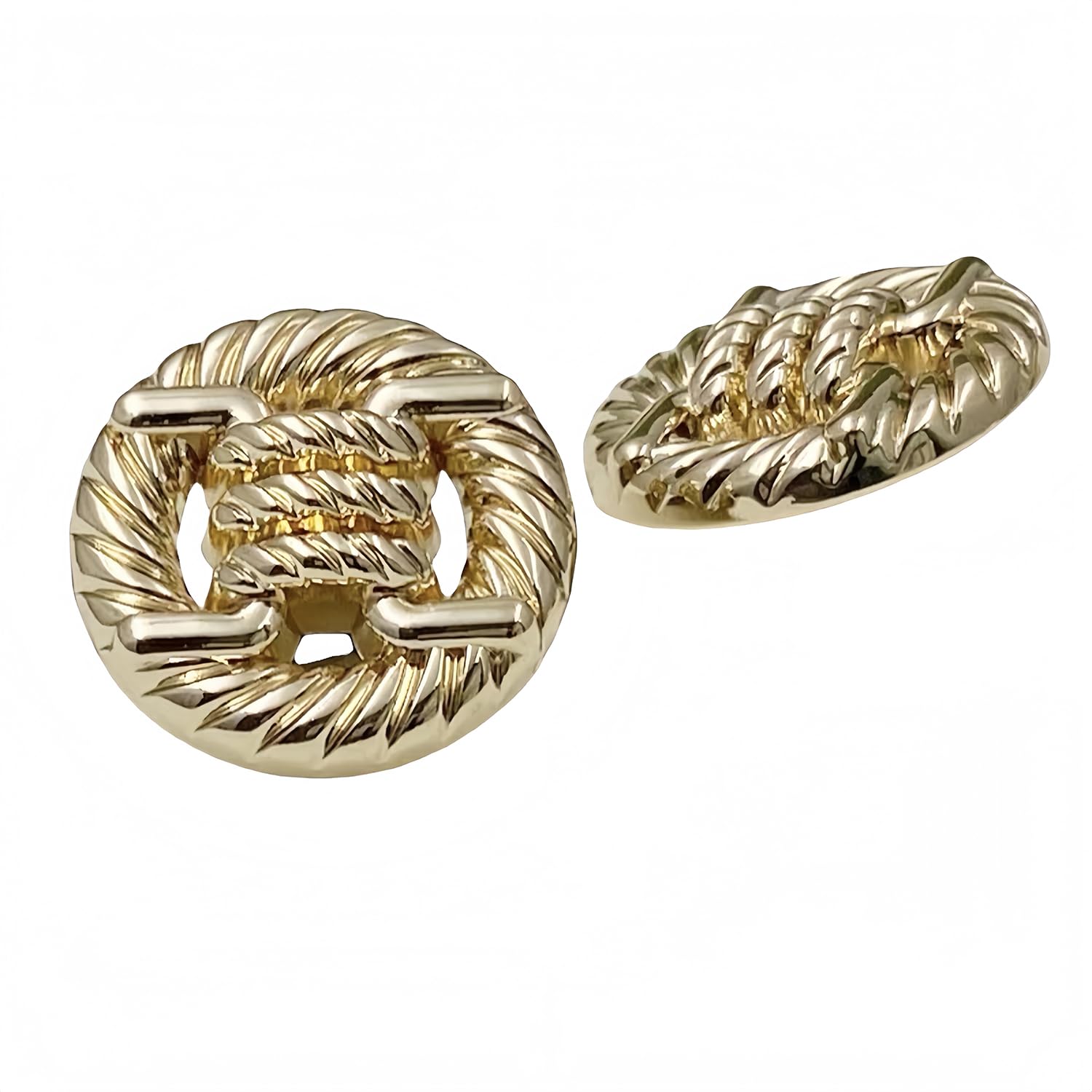 10 PCS Round Alloy Metal Buttons,Knotted Rope Hollow Pattern, for Clothes Women Coat Sweater Sewing Accessories