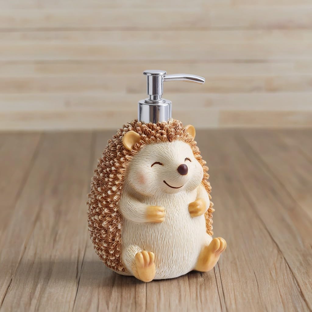 SOCOSY Dispenser di sapone a forma di riccio in resina, dispenser di sapone per le mani con pompa, bottiglia di sapone liquido per le mani per il bagno