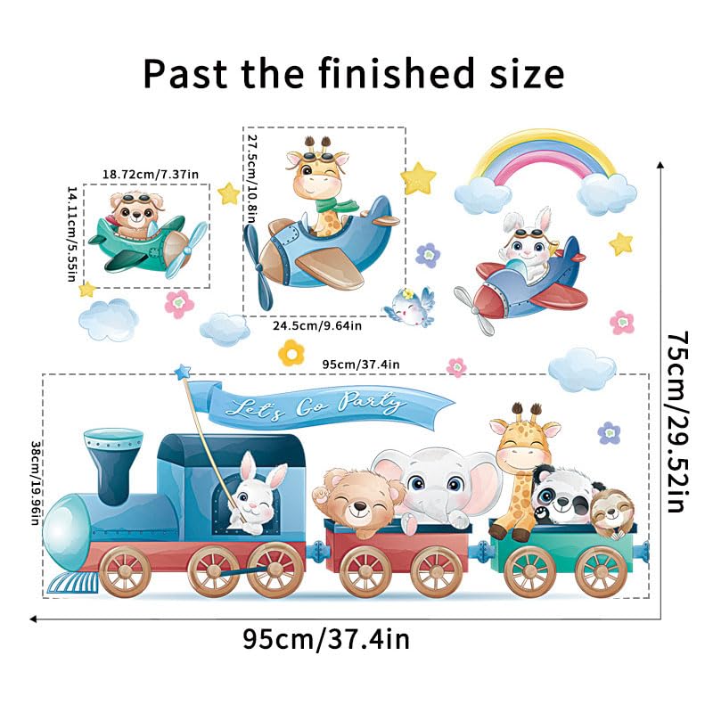 Stickers de pared tren de animales para cuarto infantil miniatura 6