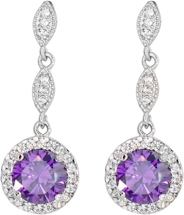Purple Diamond Earrings for women 10KT White Gold