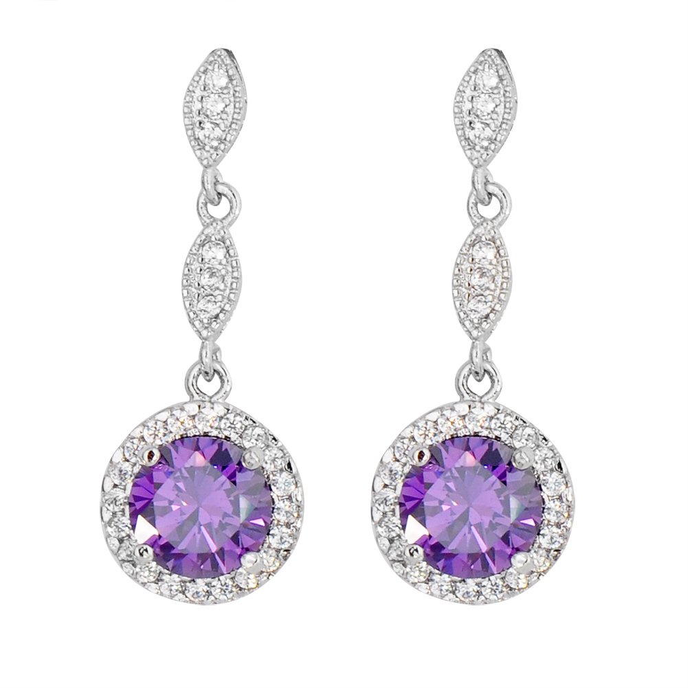 Purple Diamond Earrings for women 10KT White Gold