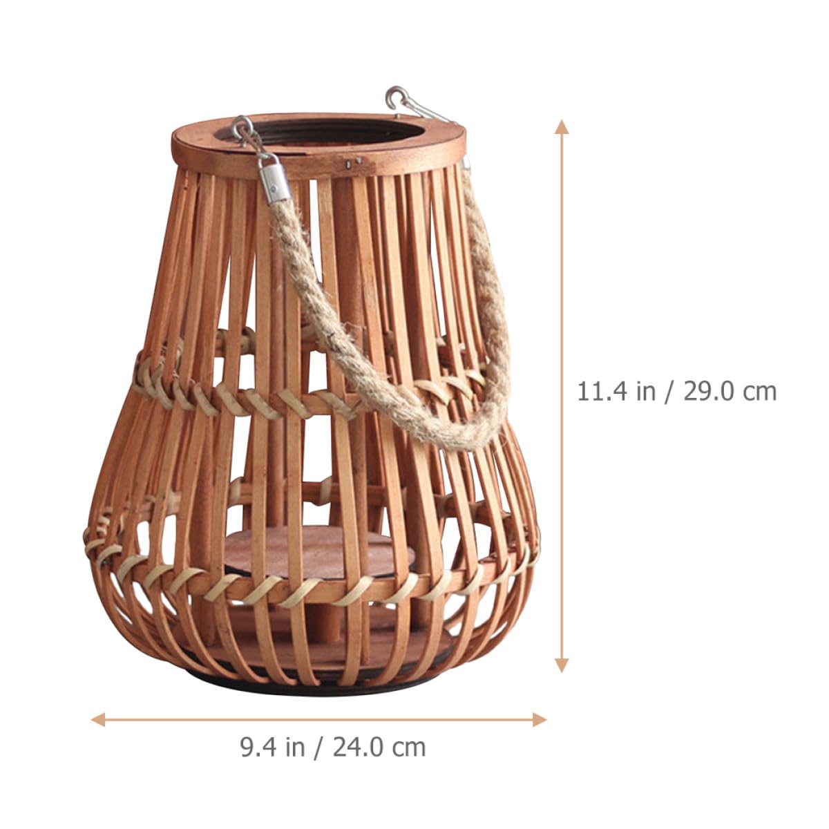 Retro Bambuslaterne mit Rattan Hohler Kerzenhalter und Tragbarem Design Laterne für Tischdeko Garten und Hochzeitsfeiern