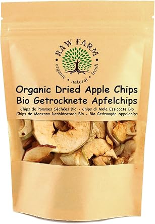Raw Farm - Organic Dried Apple Chips 200 g   100% Natural Apple Slices | No Seeds | No Added Sugar | No Additives | Vegan-Friendly Snack