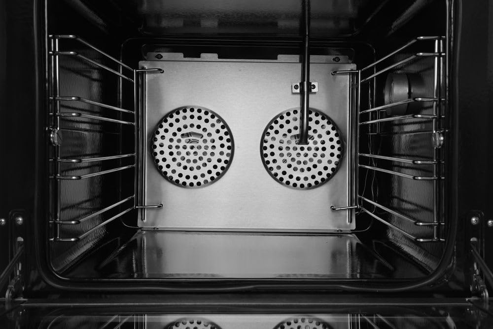 HENDI Forno a Convezione Professionale H90S con Umidificazione Manuale, 2670W, incl. 4 Teglie in Alluminio, 2 Ventole, 50–300°C, Porta Doppio Vetro, 230V, 595x595x(H)570mm, Acciaio Inox