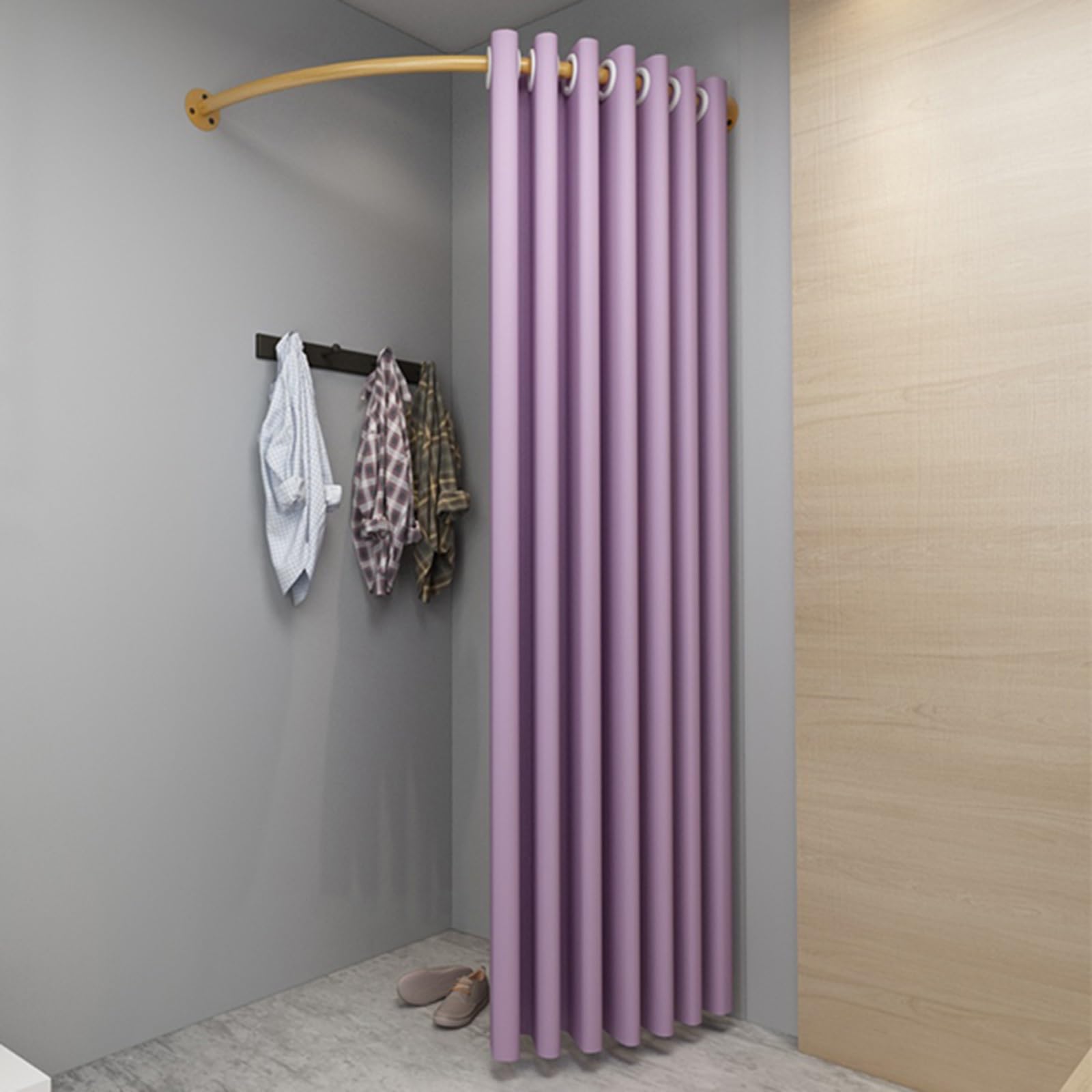 WQPMNYG Simple Fitting Room Cabin Clothing Store & Wedding Dress Boutique 80-120CM Wall-Mounted Hanging Rod with Shade Curtain Ideal for Retail Spaces & Dress Fitting.