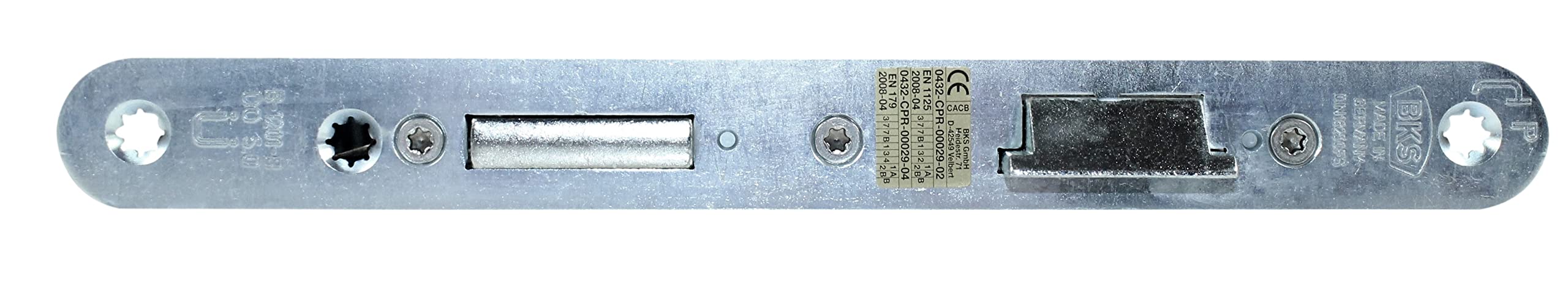 BKS FH Panikschloss Türschloss/Stahltürschloss, Funktion B mit geteilter Nuss, Dornmaß 65mm, Entfernung: 72mm, Stulp: 24x235mm abgerundet, DIN Rechts, incl. SN-TEC® Montageset (RECHTS)