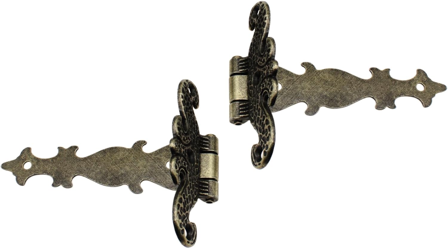 2PCS T-Shaped Wooden Box Hinge Zinc Alloy Antique Bronze Door Hinges for Furniture and Wooden Boxes