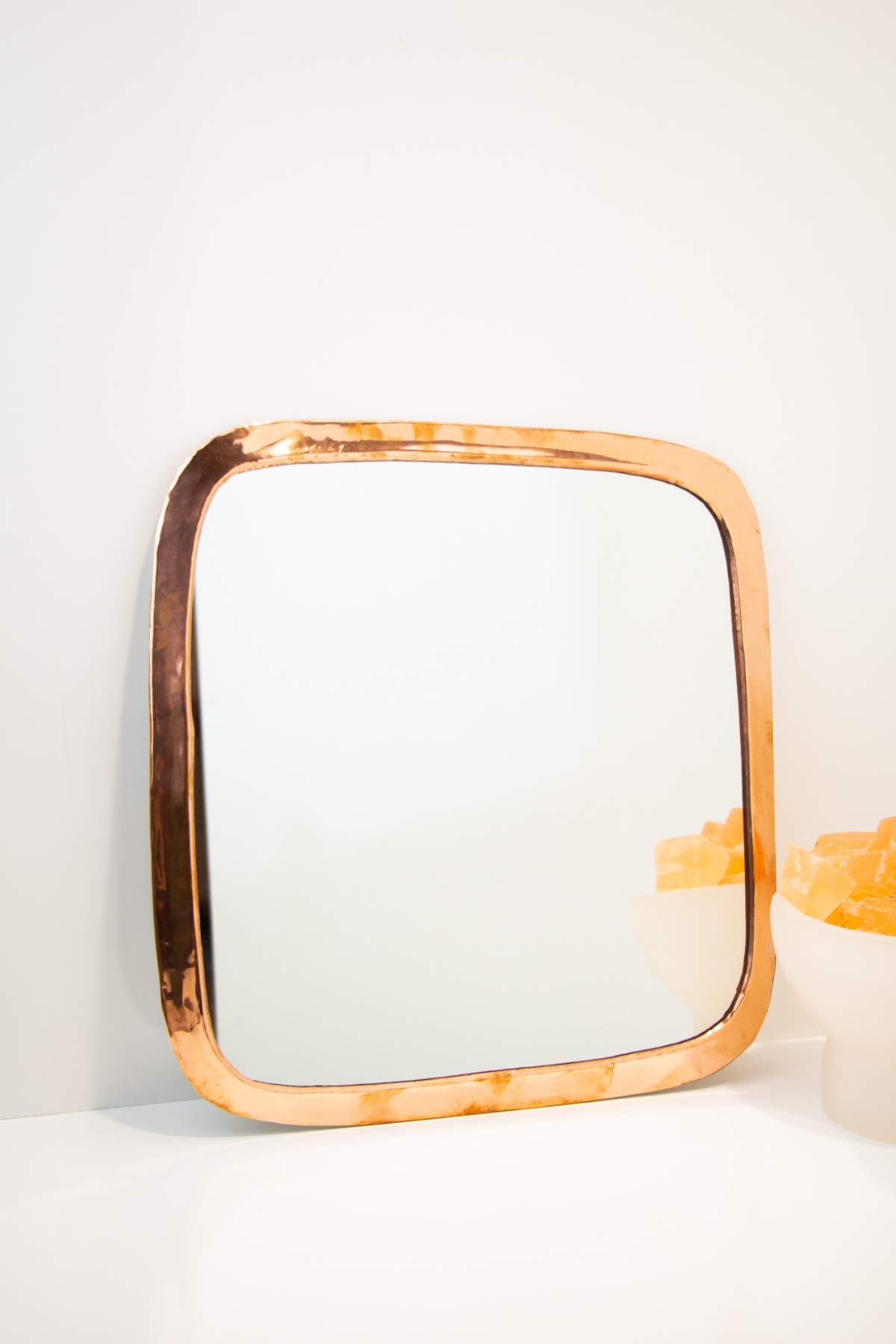 MAISON ANDALUZ Square shape red solid copper Moroccan Mirror - Size in cm - (22x22cm)